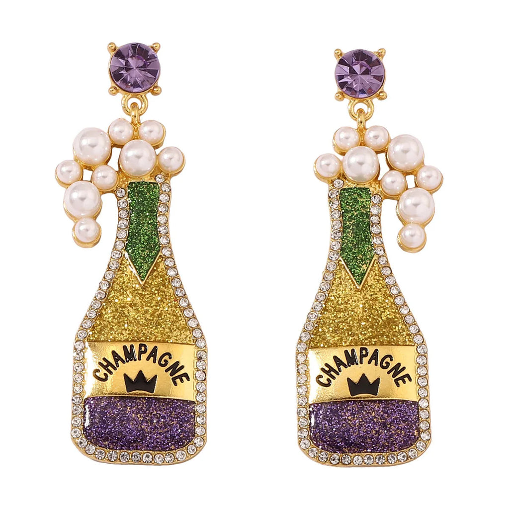 Luxury Carnival Cute Wine Bottle Earrings – Crystal Champagne Bottle from Mish Mash Market