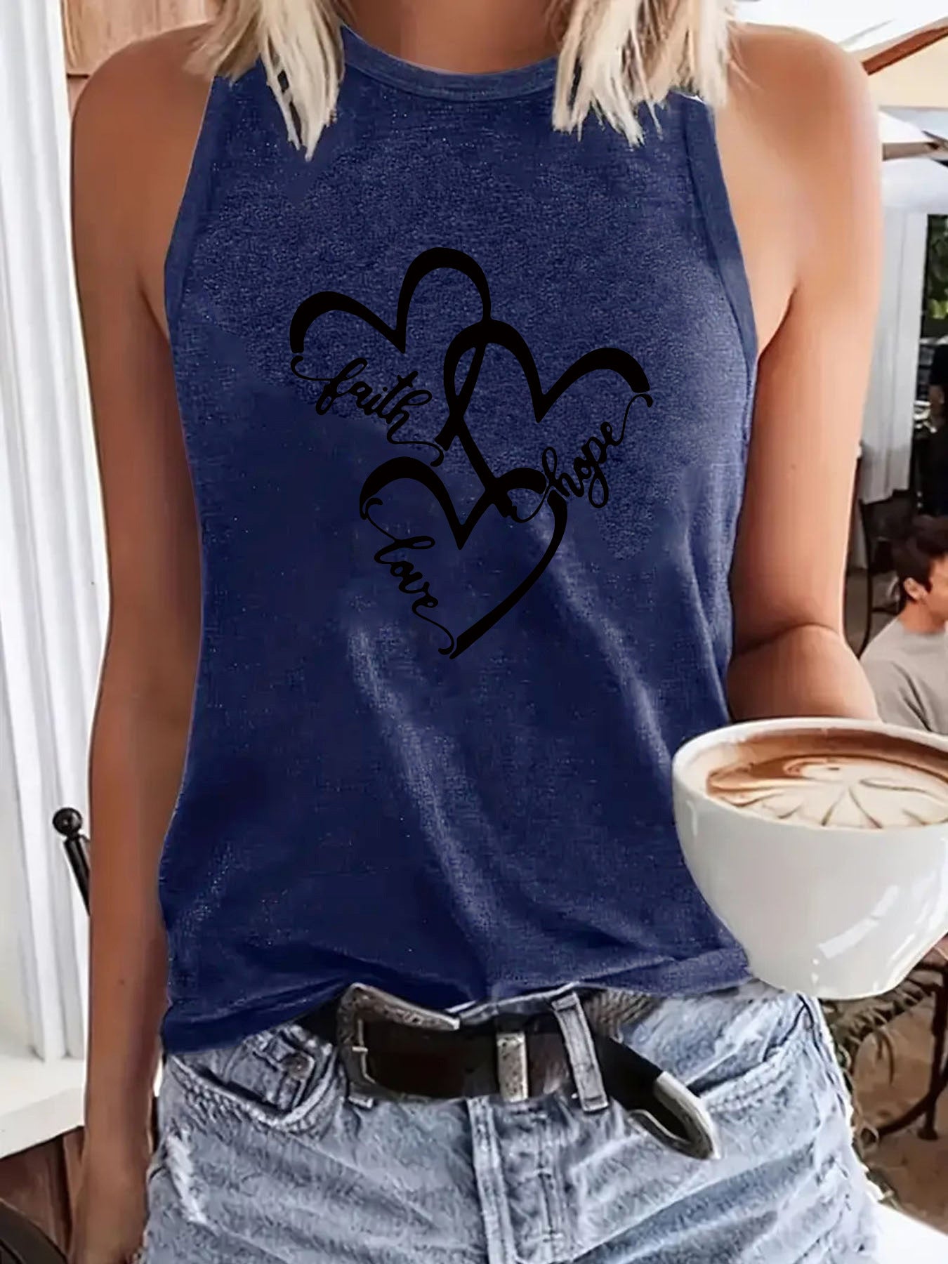 Faith Hope Love Heart Tank Top - Women's Casual Sleeveless Vest from Mish Mash Market