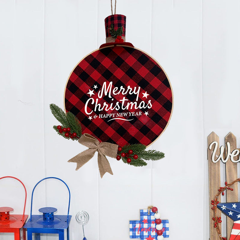 Red and Black Plaid Bamboo Christmas Wreath
