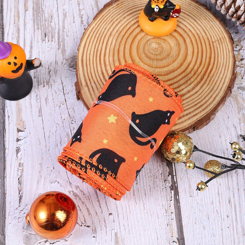 Halloween Decorative Printed Ribbon – 2.5 in x 5YD Spooky Pattern Craft Ribbon for DIY & Party Decor from Mish Mash Market