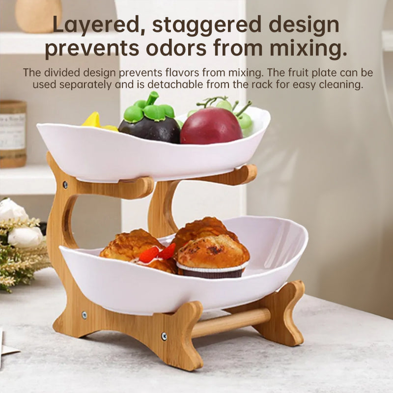 2-Tier Bamboo Fruit Stand with Bowls from Mish Mash Market