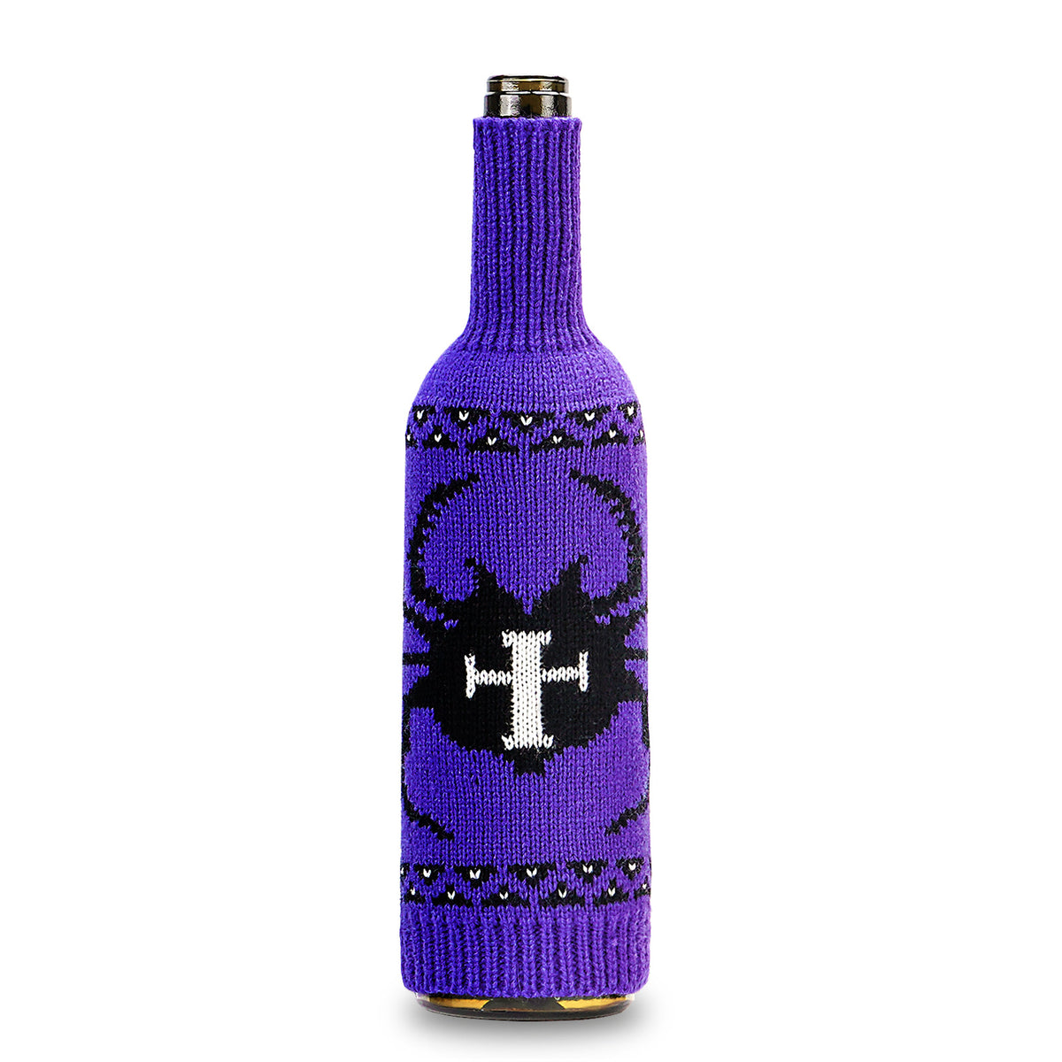 Halloween Knitted Wine Bottle Cover – Pumpkin, Skull, & Spider Table Decor from Mish Mash Market