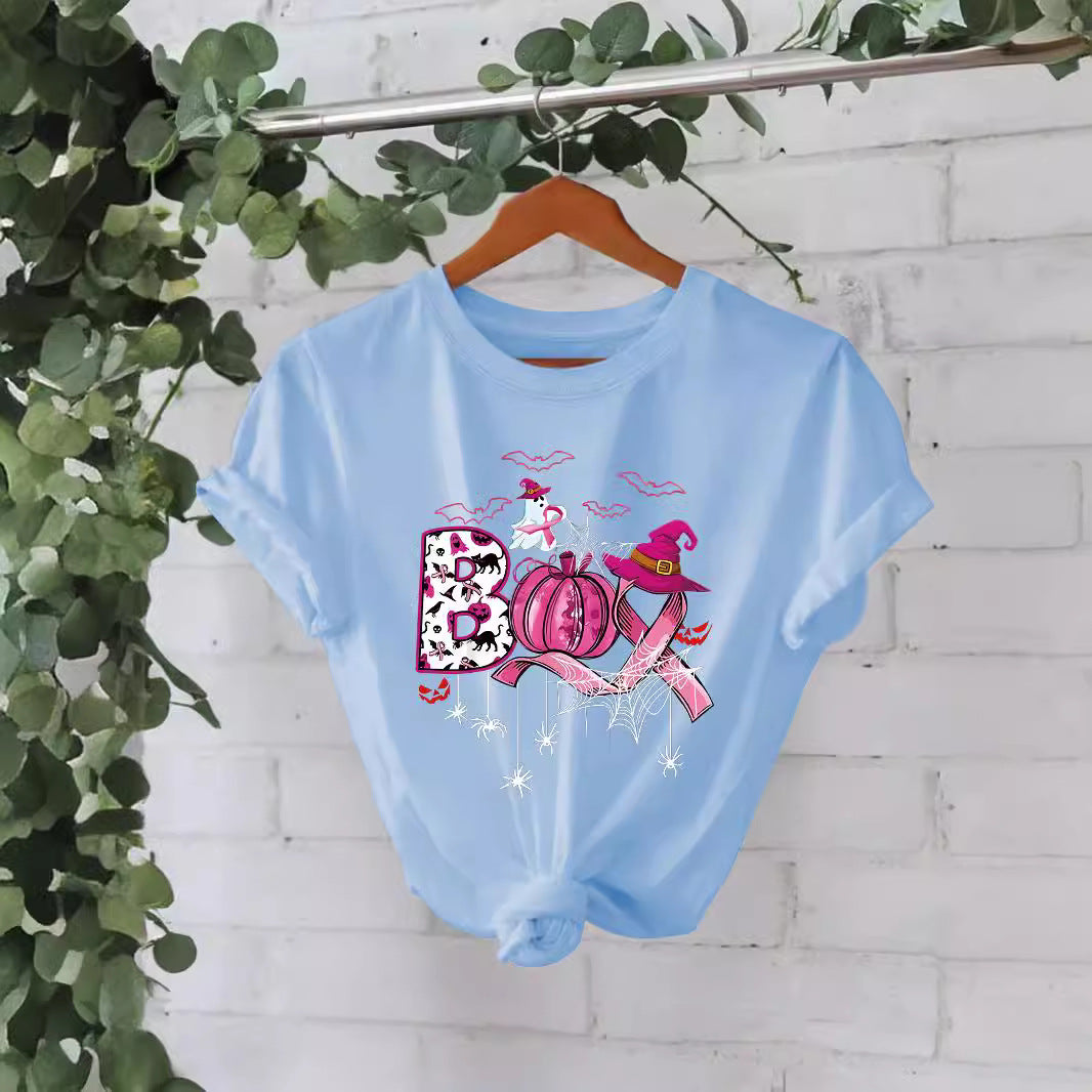 Halloween Pattern Graphic Printed Short Sleeve T-Shirt from Mish Mash Market