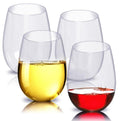 Set of Four Stemless 16 oz Plastic Wine Glasses