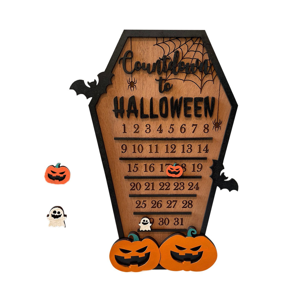 Wooden Halloween Countdown Calendar Tabletop Decoration from Mish Mash Market
