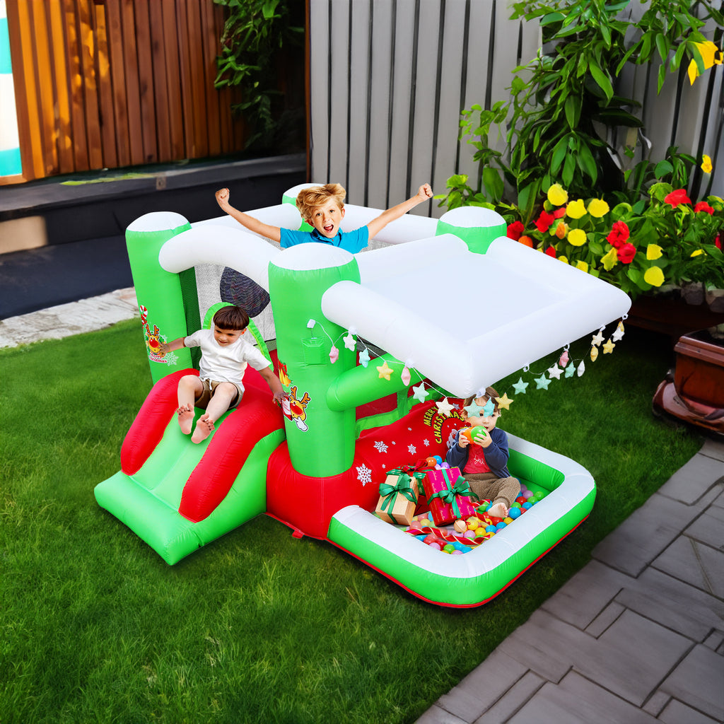 Christmas Inflatable Bounce House with Slide & Blower
