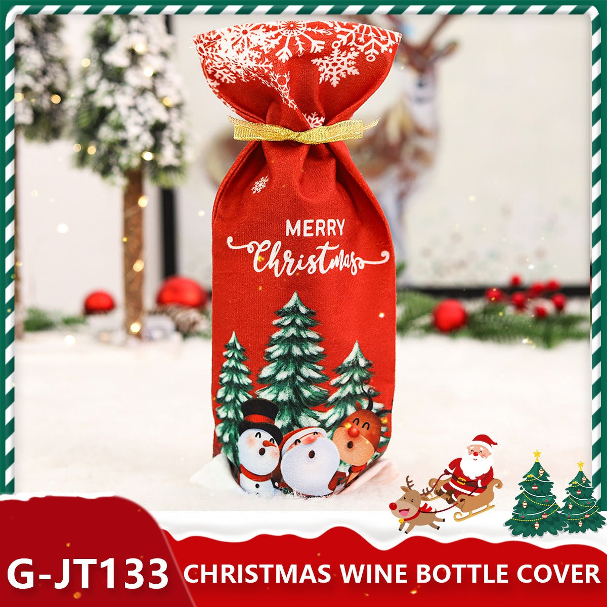 Festive Holiday Wine Bottle Gift Bags - Santa & Winter Themes from Mish Mash Market