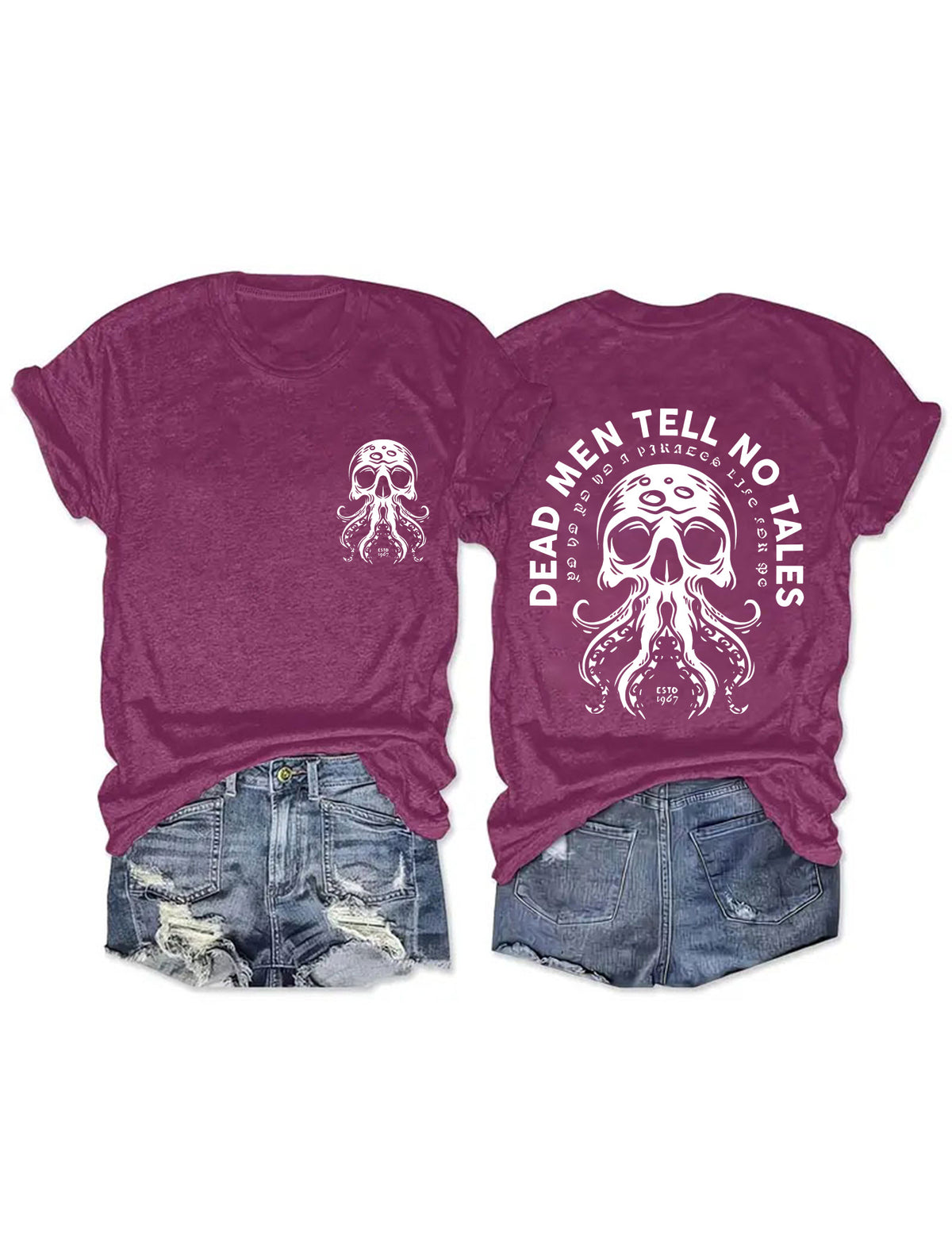Halloween Octopus Skull Dead Men Tell No Tales Graphic Tee from Mish Mash Market
