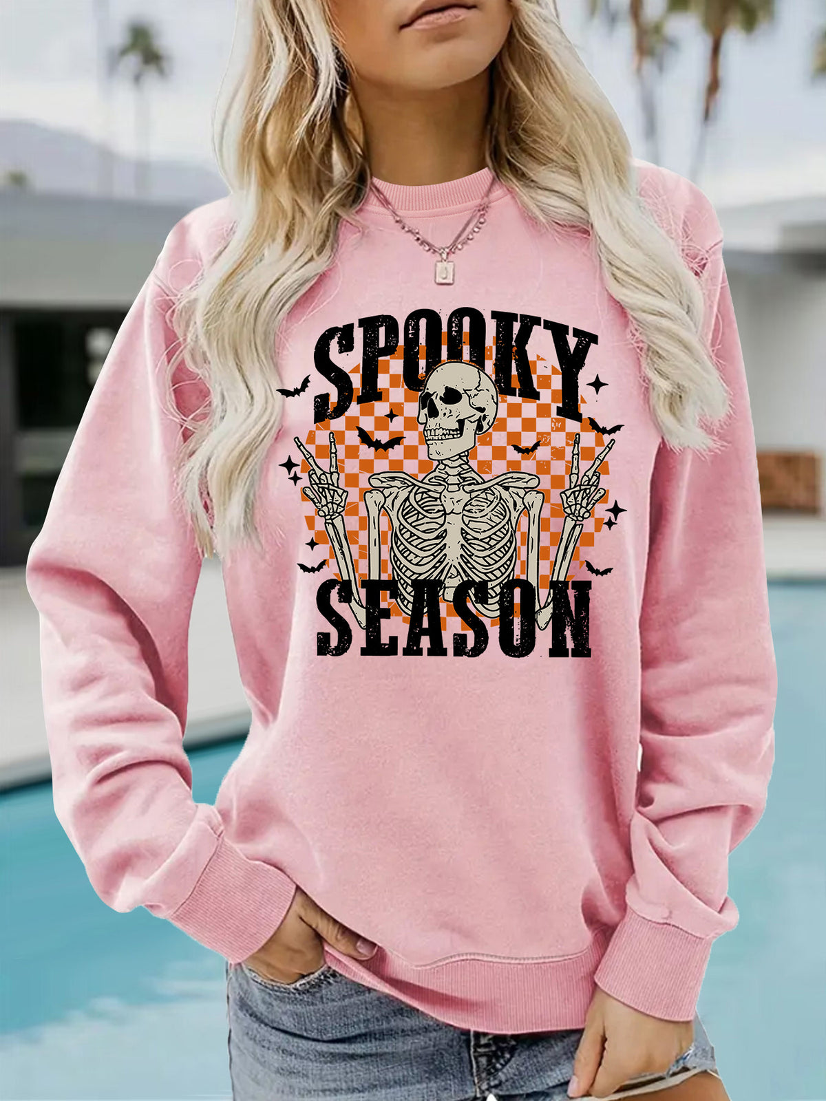 Halloween Spooky Season Skeleton Printed Pullover Hoodie from Mish Mash Market
