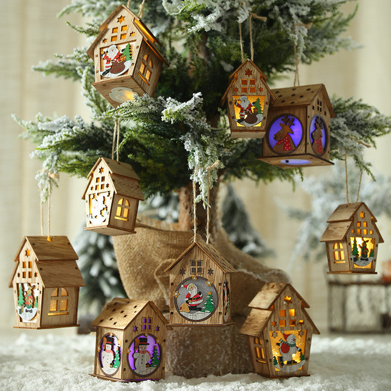 LED Lighted Wooden Christmas Village House Hanging Ornament