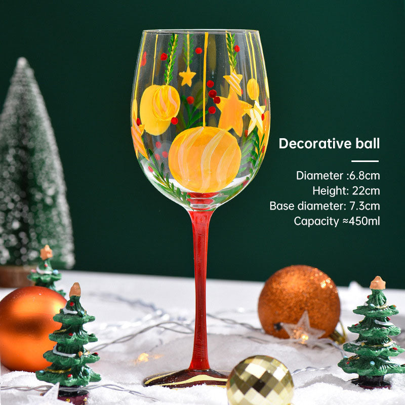Hand-Painted Christmas Wine Glass from Mish Mash Market