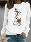 Pumpkin Skull Halloween Sweatshirt - Skeleton Graphic Print Pullover from Mish Mash Market