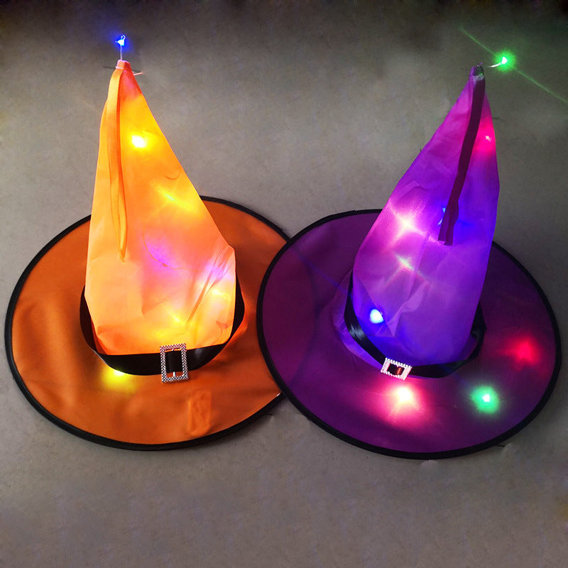 Hanging LED Light-Up Witch Hat Outdoor Halloween Decoration from Mish Mash Market