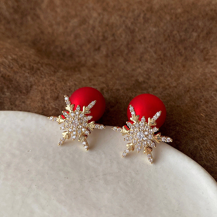 Super Fairy Zircon Snowflake Earrings