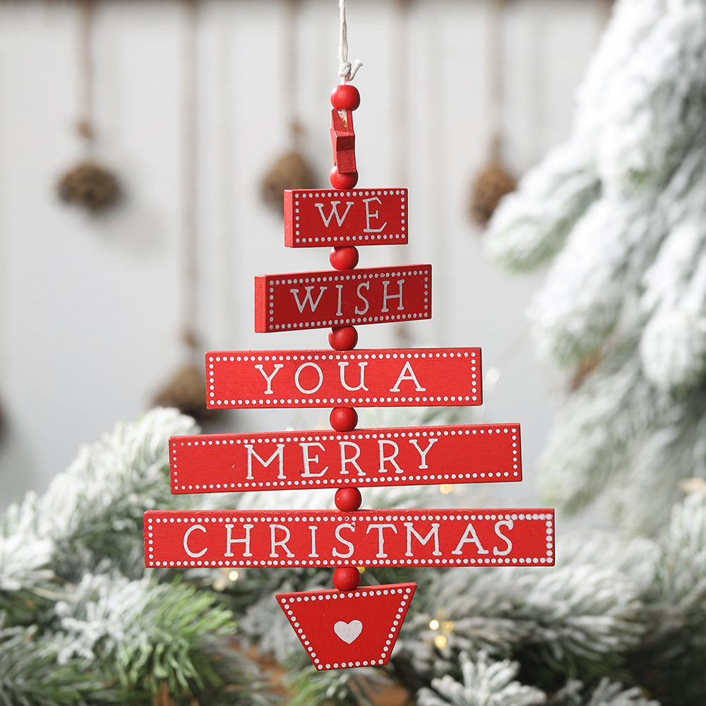 "WE WISH YOU A MERRY CHRISTMAS" Wood Hanging Sign