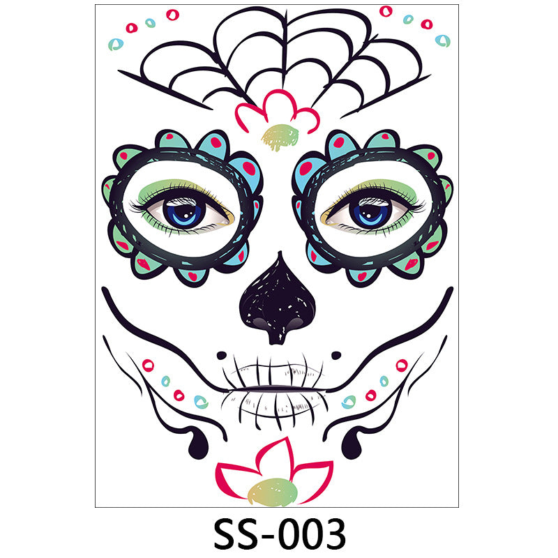 Day of the Dead Halloween Face Tattoo Stickers from Mish Mash Market