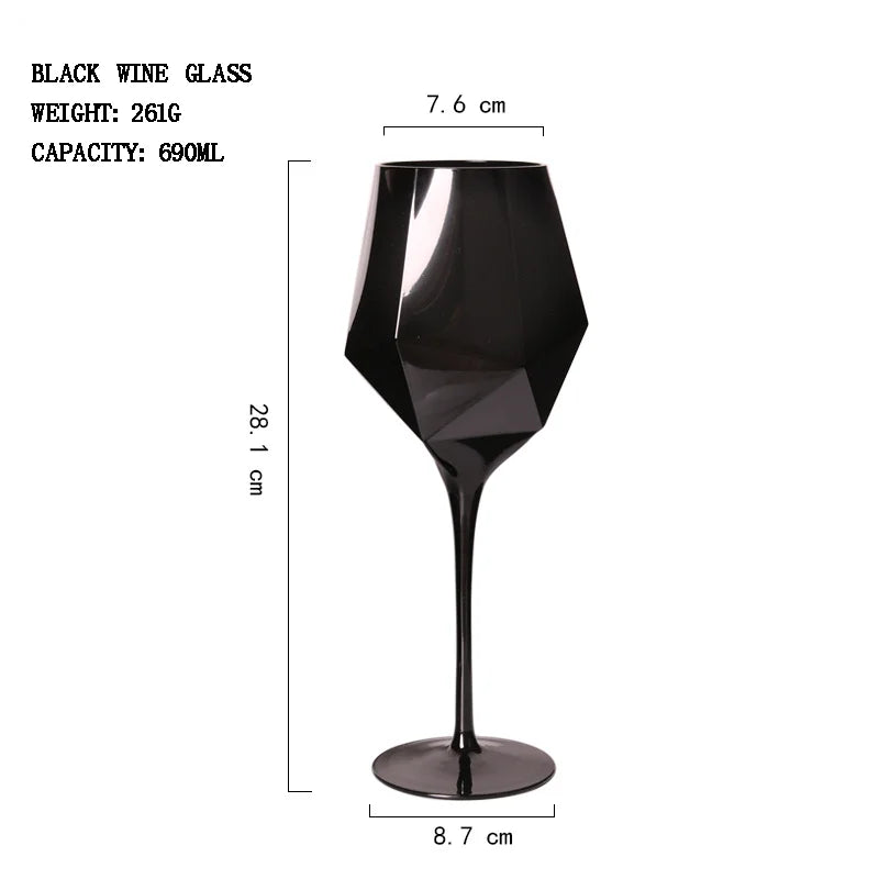 Black & Gold Crystal Red Wine Goblets - Luxury Stemware from Mish Mash Market