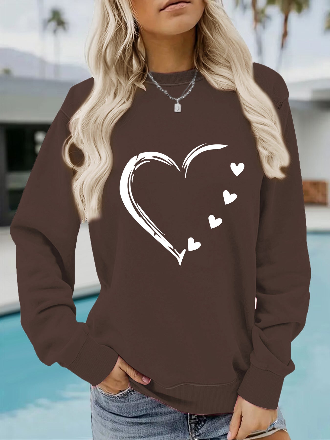 Heart Outline Graphic Hoodie - Casual Lover Inspired Printed Sweatshirt from Mish Mash Market