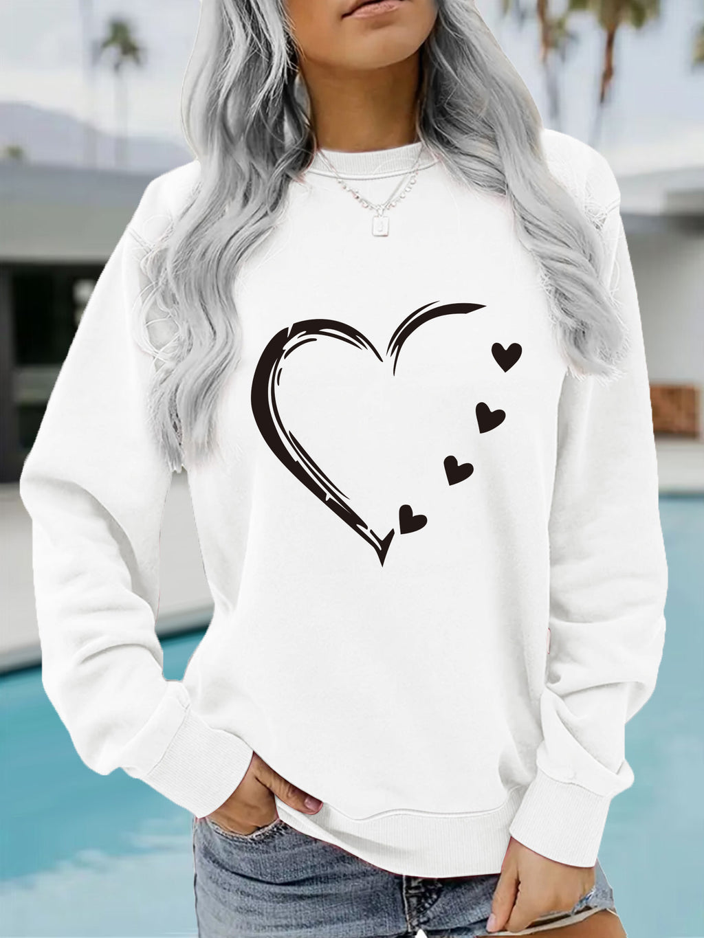 Heart Outline Graphic Hoodie - Casual Lover Inspired Printed Sweatshirt from Mish Mash Market