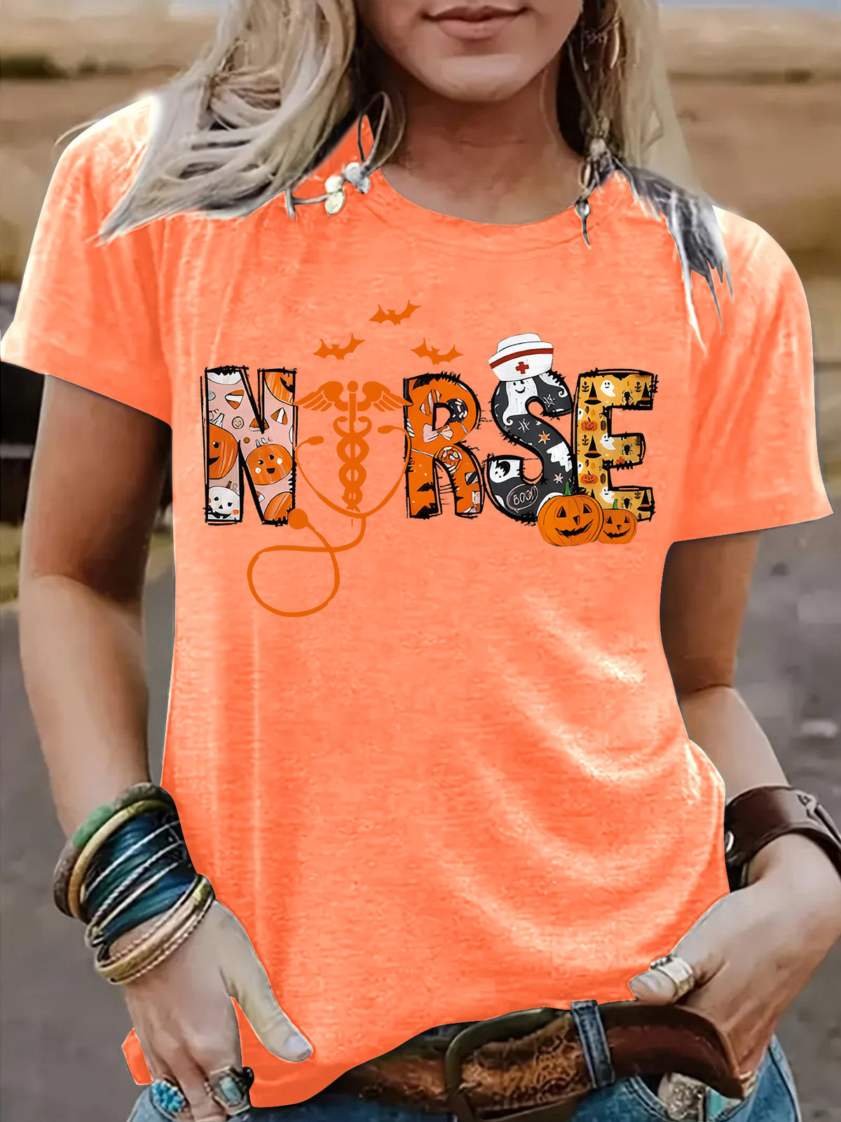 Spooktacular Halloween Nurse Graphic T-Shirt from Mish Mash Market
