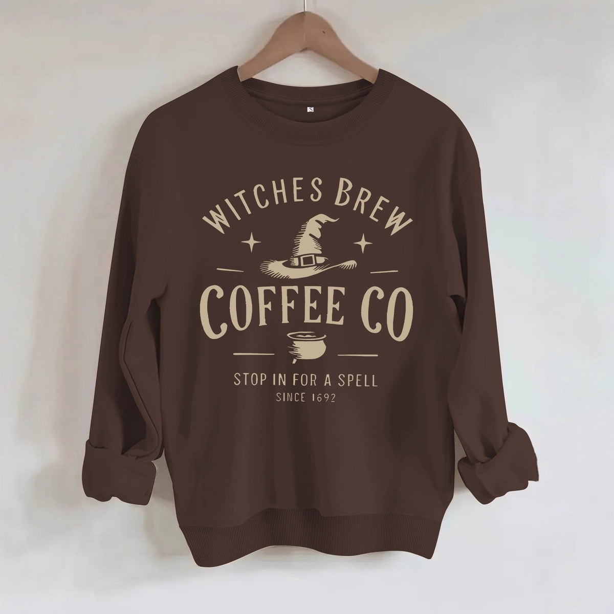 Witch's Brew Coffee Co. Halloween Graphic Sweatshirt - Casual Crewneck Pullover from Mish Mash Market