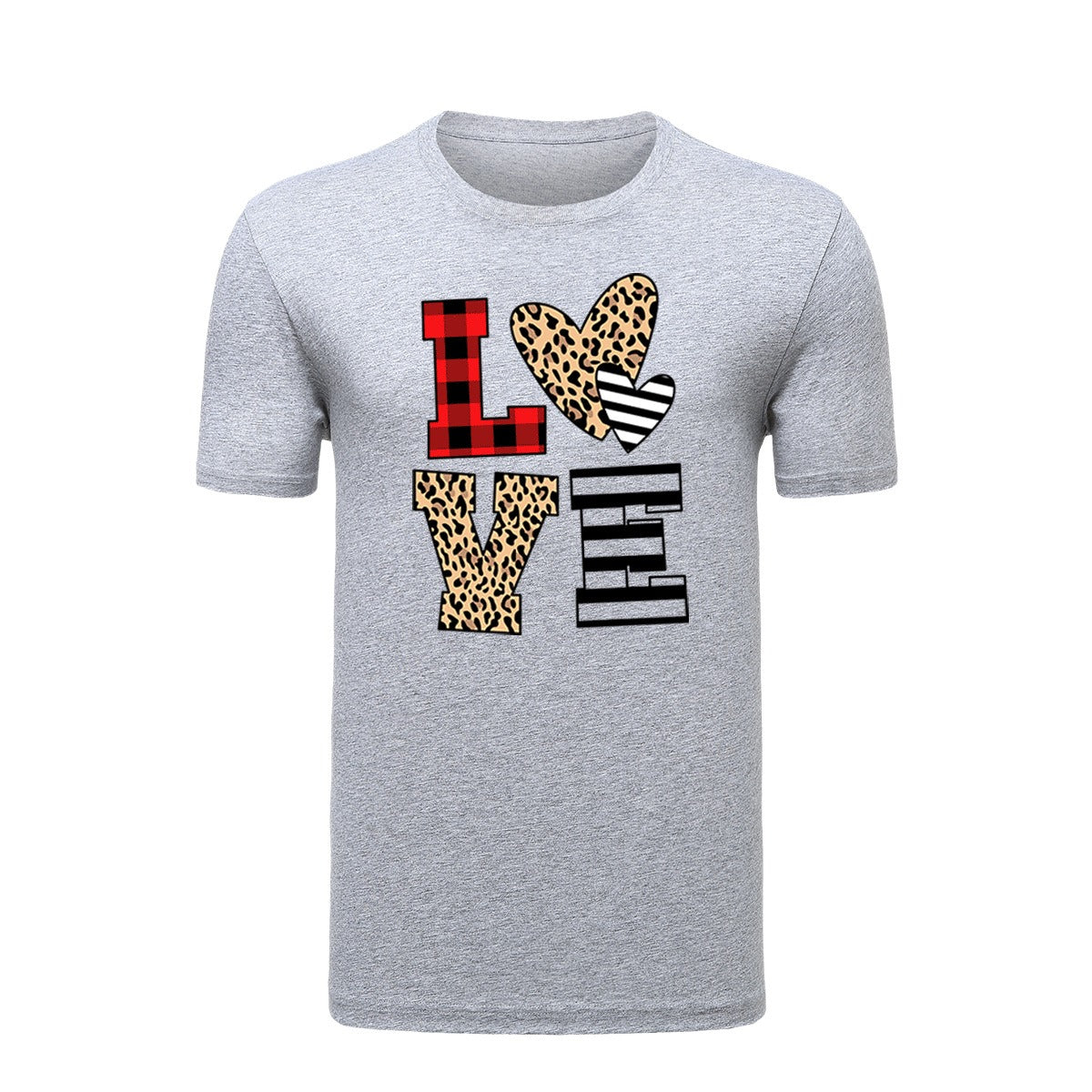 Leopard Print Heart Valentine's Day Shirt for Women - Cute Love Graphic Tee from Mish Mash Market