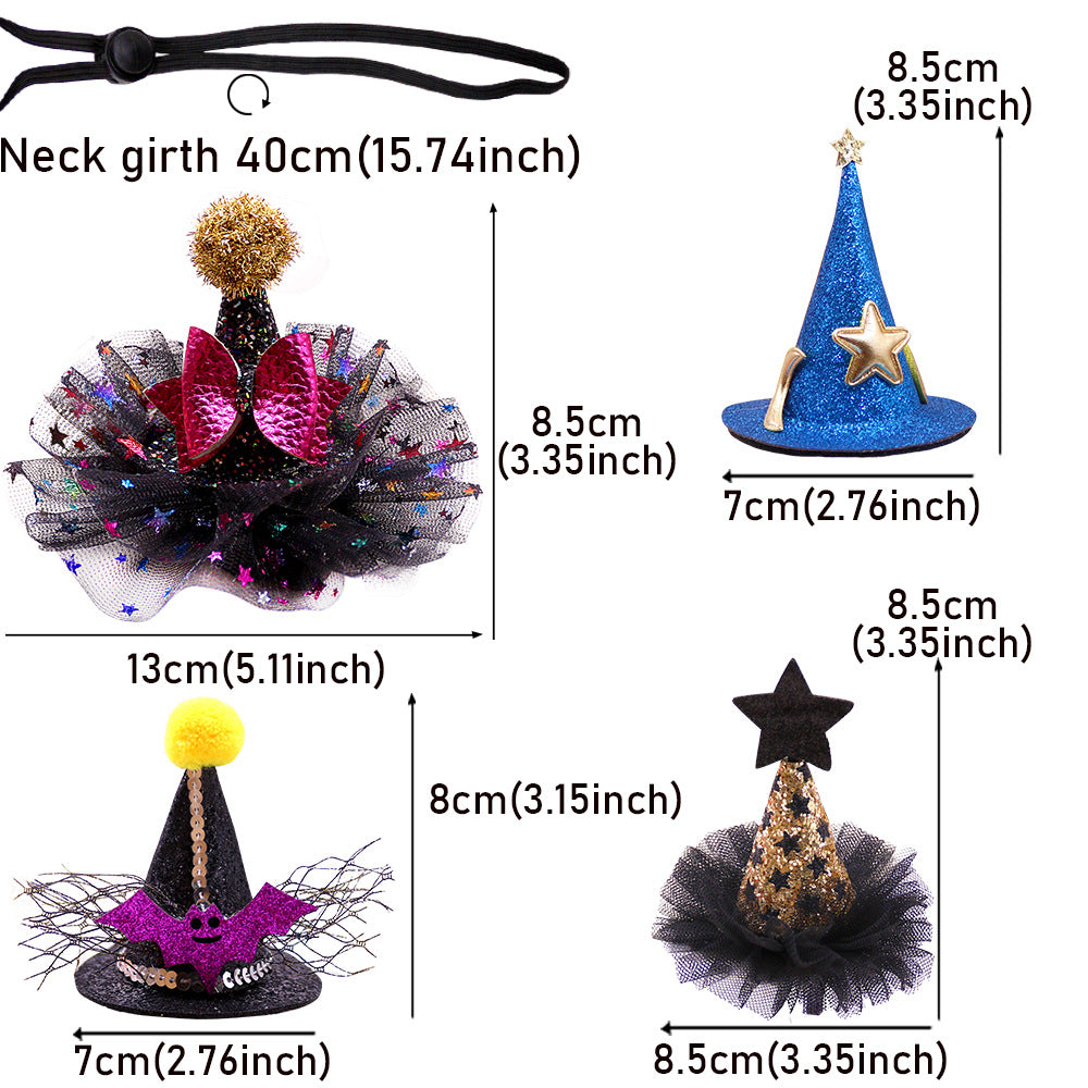 Mini Halloween Witch Hats & Hair Accessories for Cats and Small Dogs