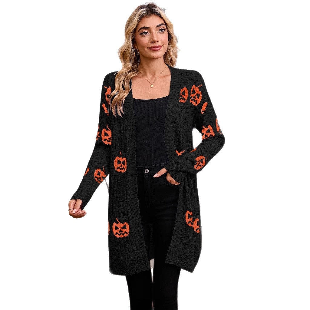 Spooktacular Pumpkin Head Knit Cardigan Sweater from Mish Mash Market