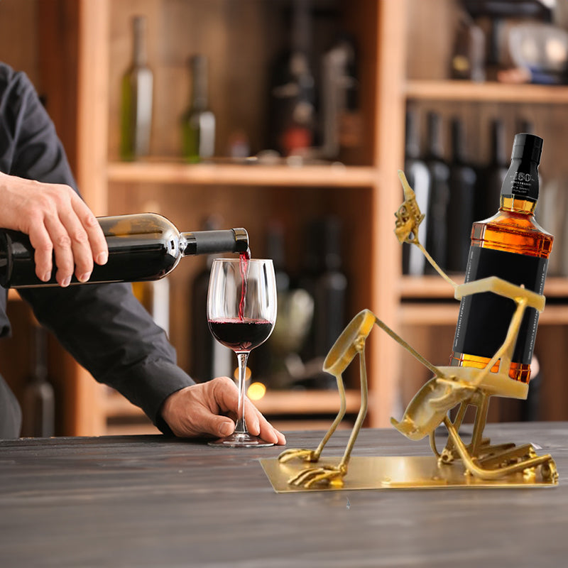 Skull 2-in-1 Metal Bottle Stand - Skeleton Wine & Bottle Holder from Mish Mash Market