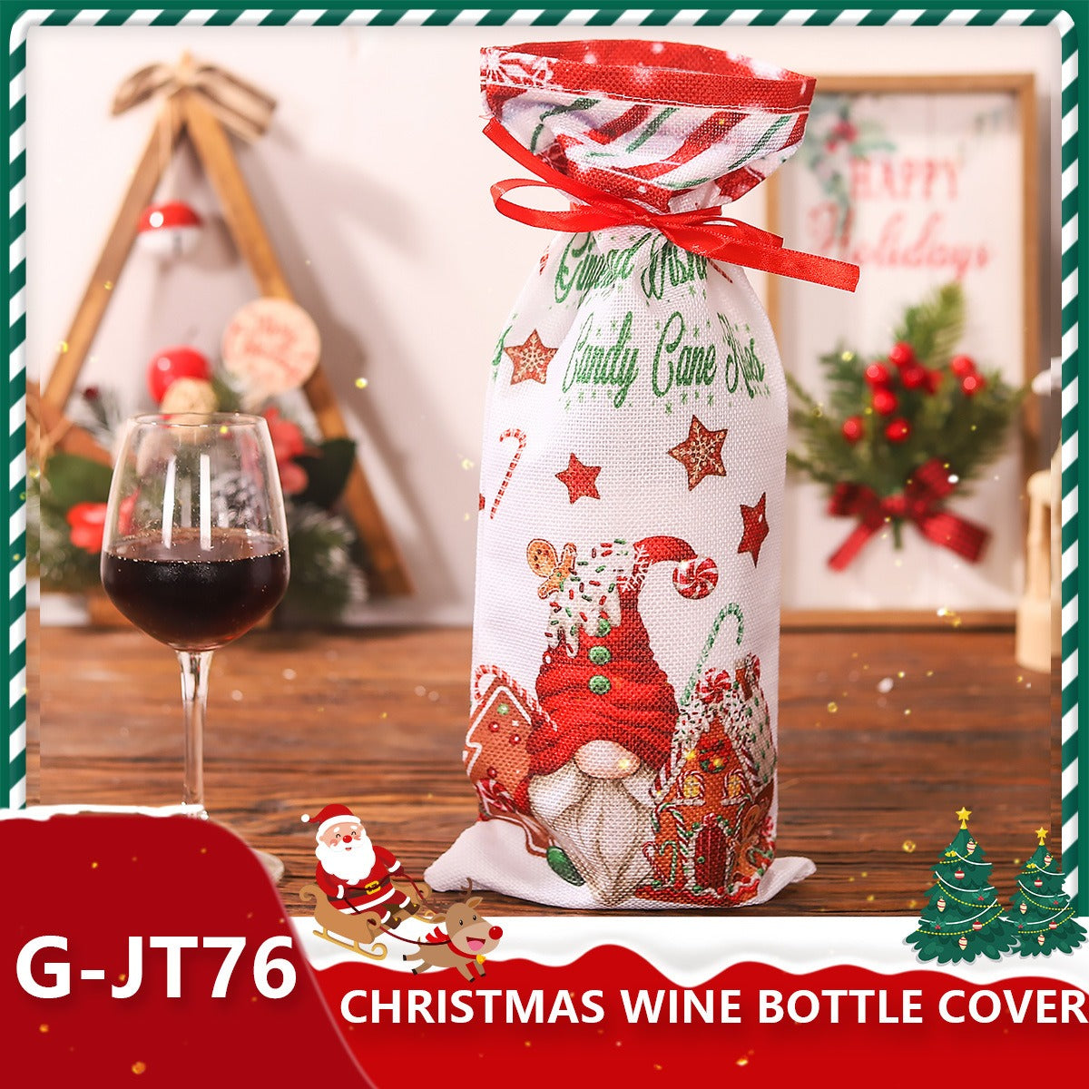 Festive Holiday Wine Bottle Gift Bags - Santa & Winter Themes from Mish Mash Market