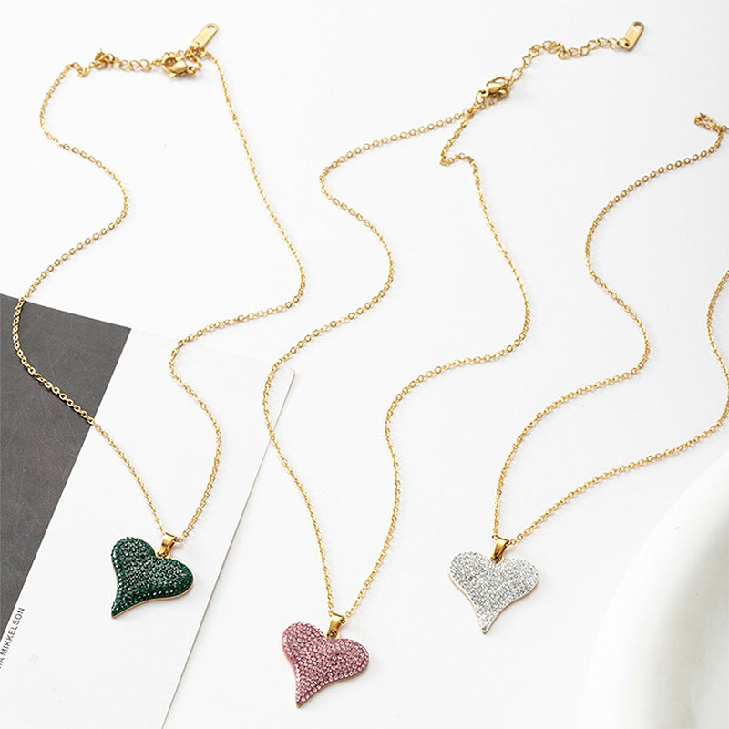 Women’s Love Full Diamond Pendant Necklace – Sparkling Heart Collarbone Chain Jewelry from Mish Mash Market