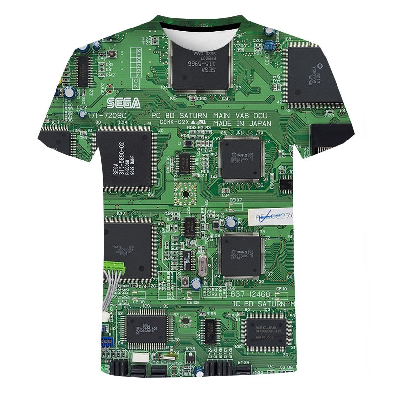 Circuit Board 3D Print Oversized Tee – Harajuku Series from Mish Mash Market