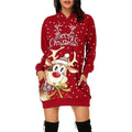Women's Long Sleeve Christmas Hoodie Dress