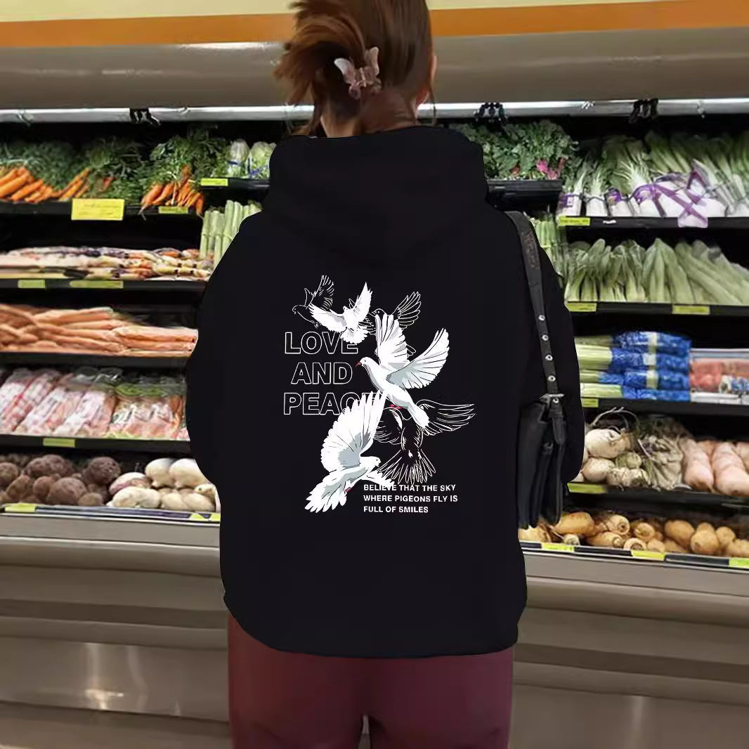 Women’s Peace Love Unity Printed Pullover – Casual Long Sleeve Crew Neck Graphic Sweatshirt