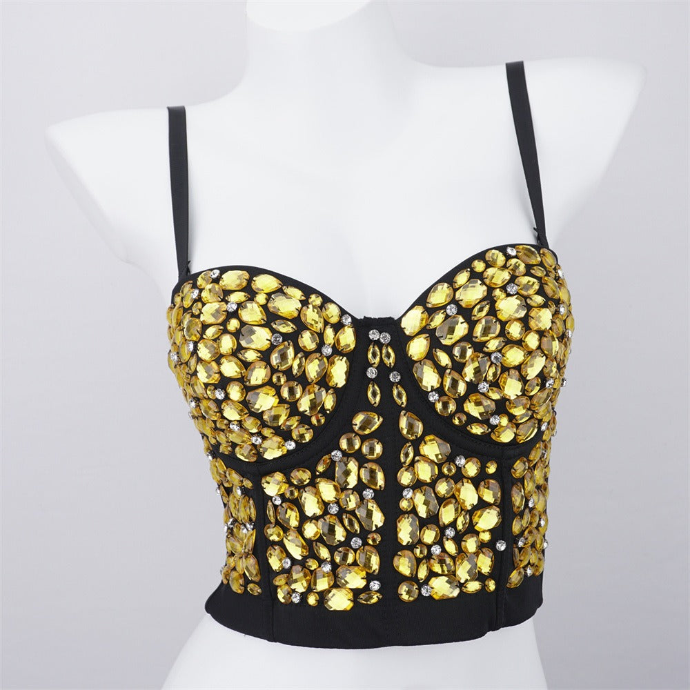 Rhinestone Embellished Bustier Top - Sparkly Carnival & Festival Bralette