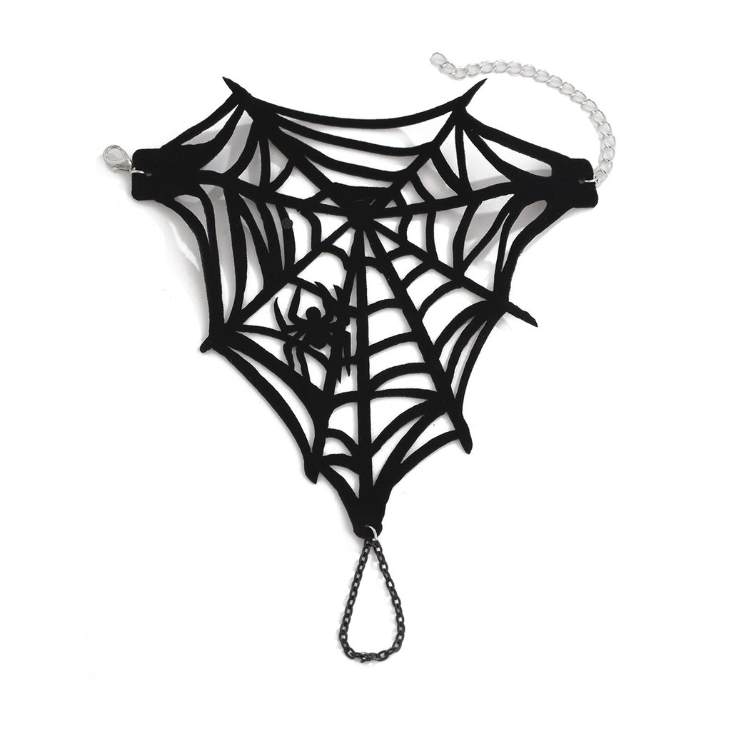 Gothic Lace Slave Bracelet with Ring – Halloween Punk Mesh Tassel Hand Chain from Mish Mash Market