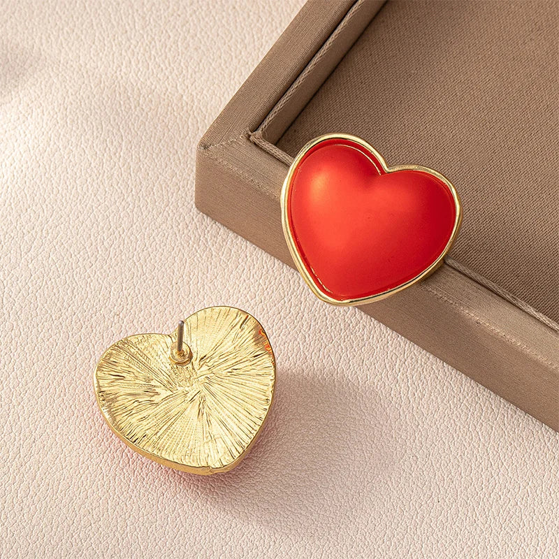 Women’s 3D Red Heart Stud Earrings – Exquisite Personalized Love Ear Jewelry