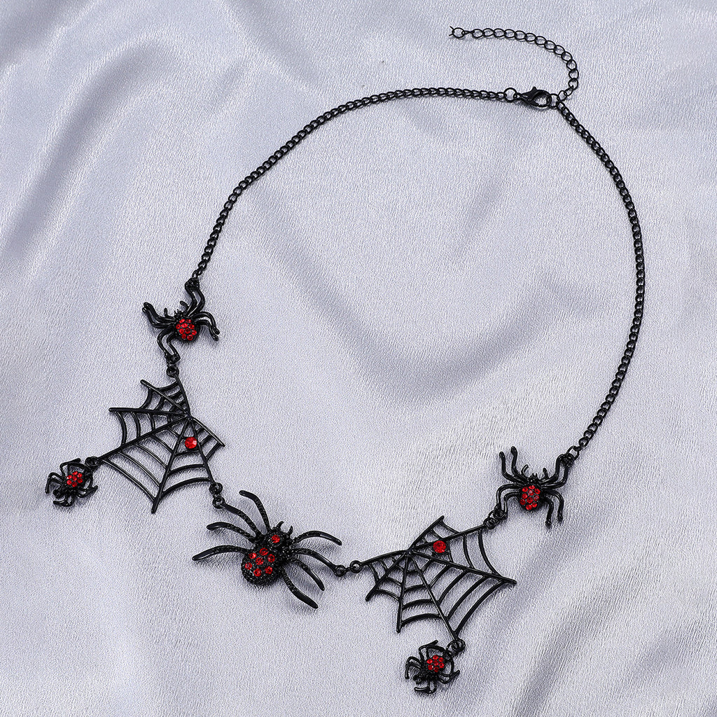 Halloween Spider Web Collarbone Necklace Gothic Dark Style Pendant from Mish Mash Market