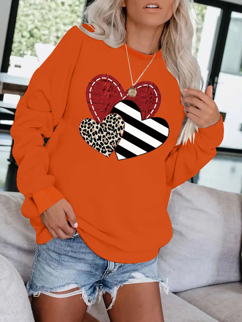 Leopard Heart Graphic Hoodie – Women's Grey Love Print Sweatshirt from Mish Mash Market