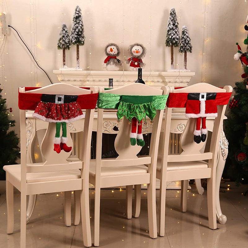 Festive Holiday Santa Belt and Elf Dress Chair Covers from Mish Mash Market