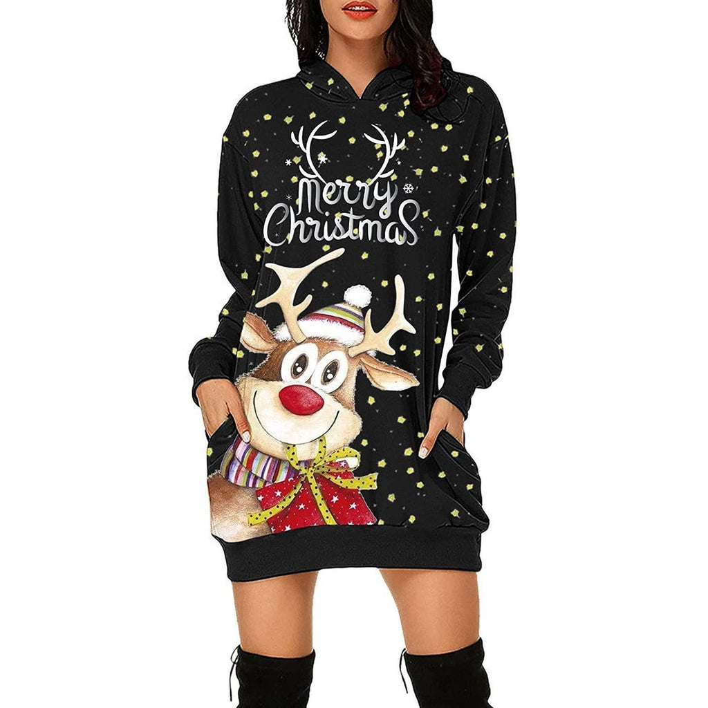 Women's Long Sleeve Christmas Hoodie Dress
