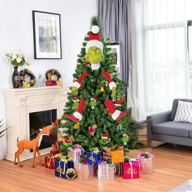 5 Pcs Grinch Elf Christmas Tree Topper & Body Ornaments Set from Mish Mash Market