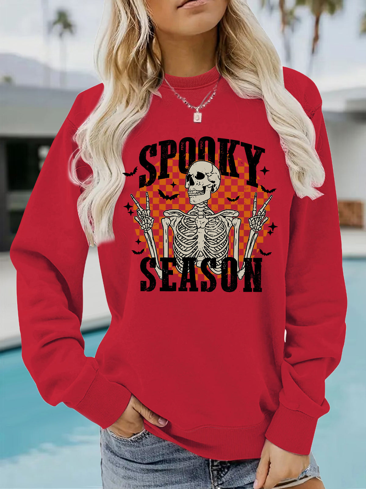 Halloween Spooky Season Skeleton Printed Pullover Hoodie from Mish Mash Market