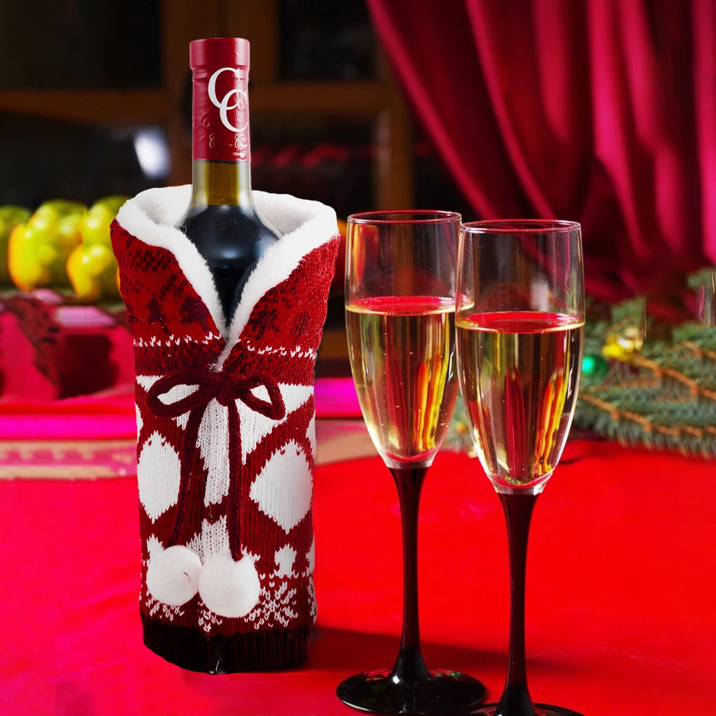 Knitted Holiday Wine Bottle Cover from Mish Mash Market