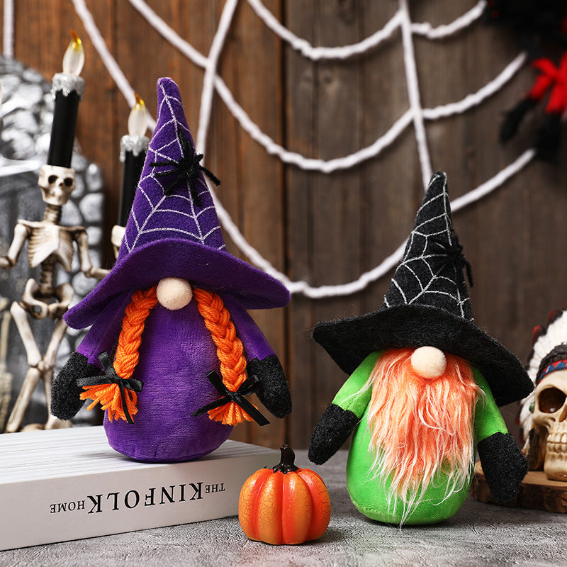 Halloween Spider Web Witch Hat Plush Gnomes