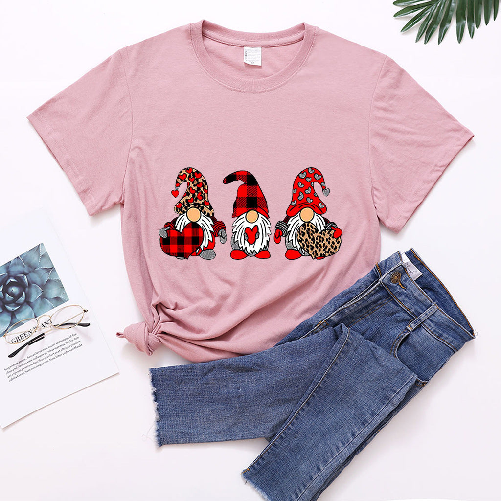 Gnome Graphic T-Shirt for Women – Love Printed Loose Fit Top
