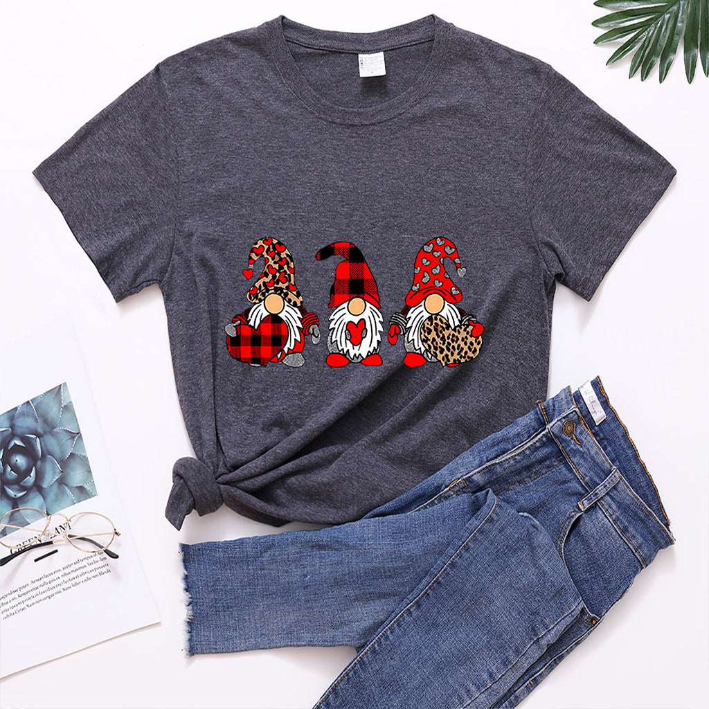 Gnome Graphic T-Shirt for Women – Love Printed Loose Fit Top
