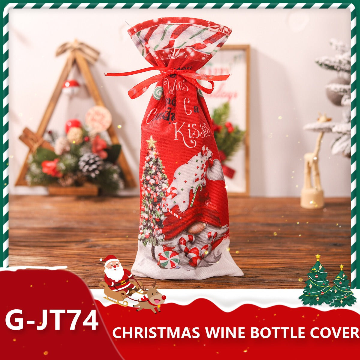 Festive Holiday Wine Bottle Gift Bags - Santa & Winter Themes from Mish Mash Market