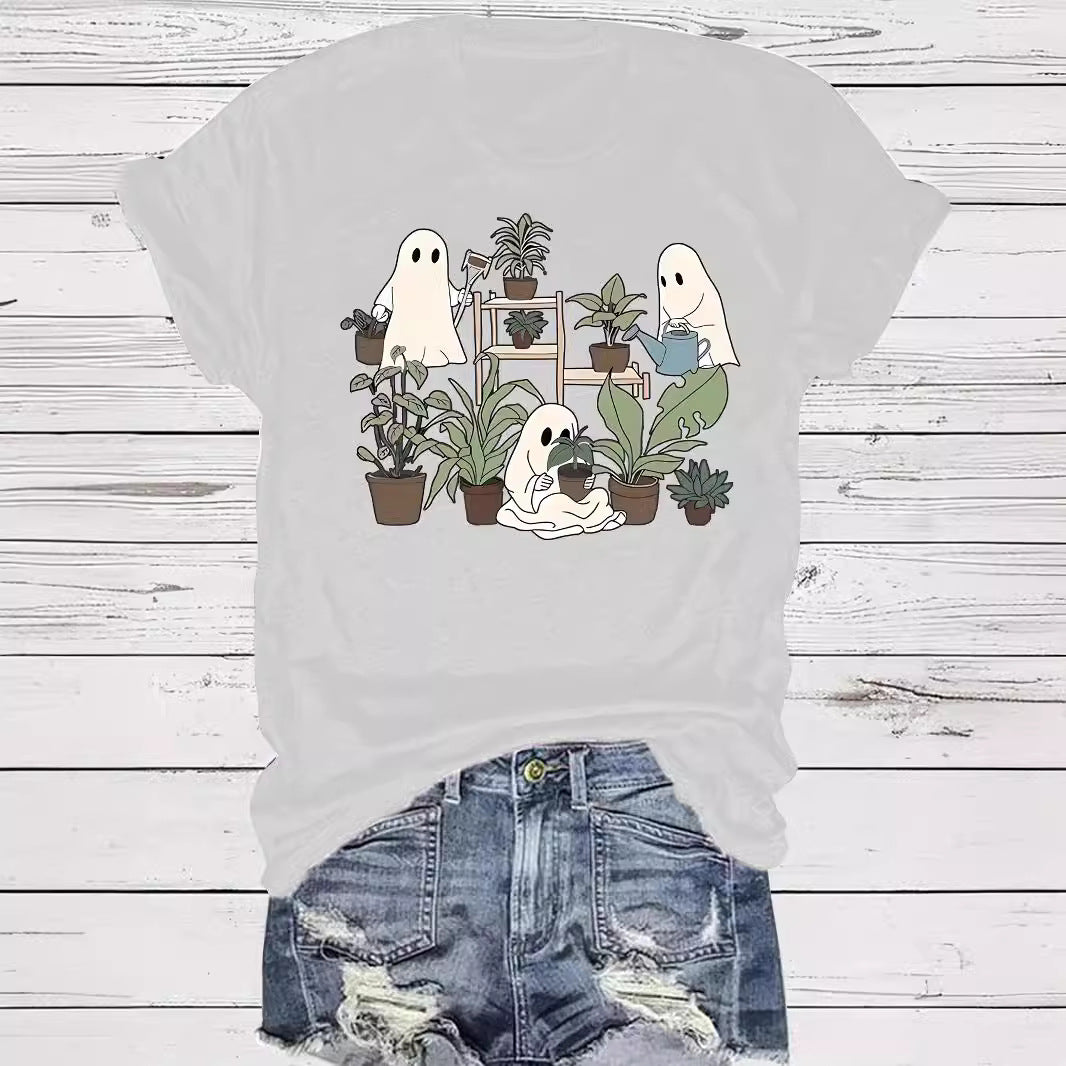 Halloween Cute Spooky Ghost Plant Lover Graphic T-Shirt from Mish Mash Market