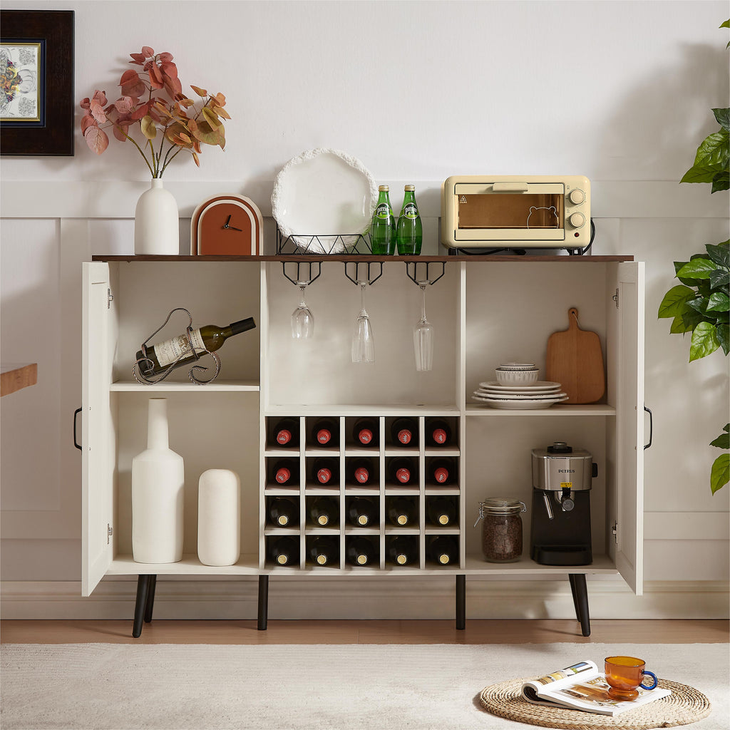 White Faux Rattan Barn Door Wine Cabinet from Mish Mash Market